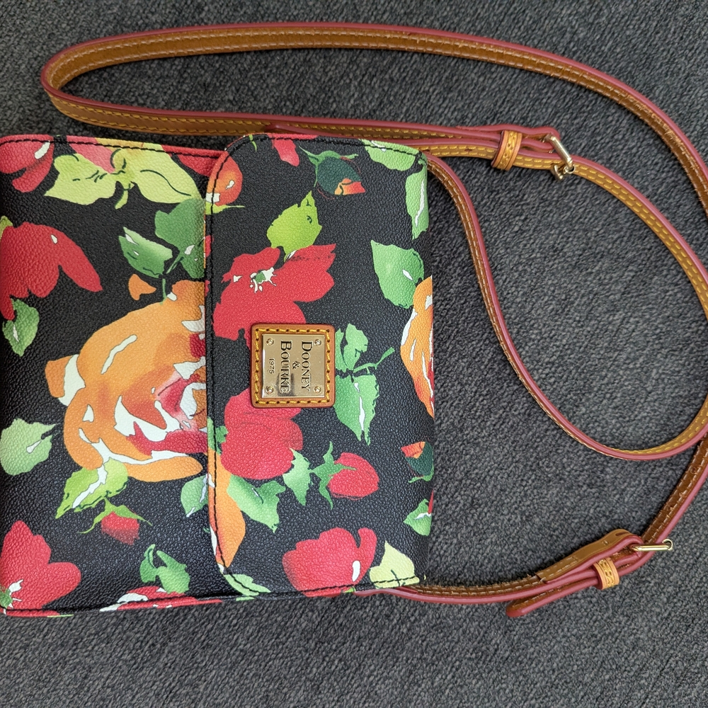 Dooney & Bourke Floral Crossbody Bag - Black, Red, and Orange